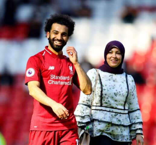 Salah Ghaly’s son, Mohamed Salah, with his wife.